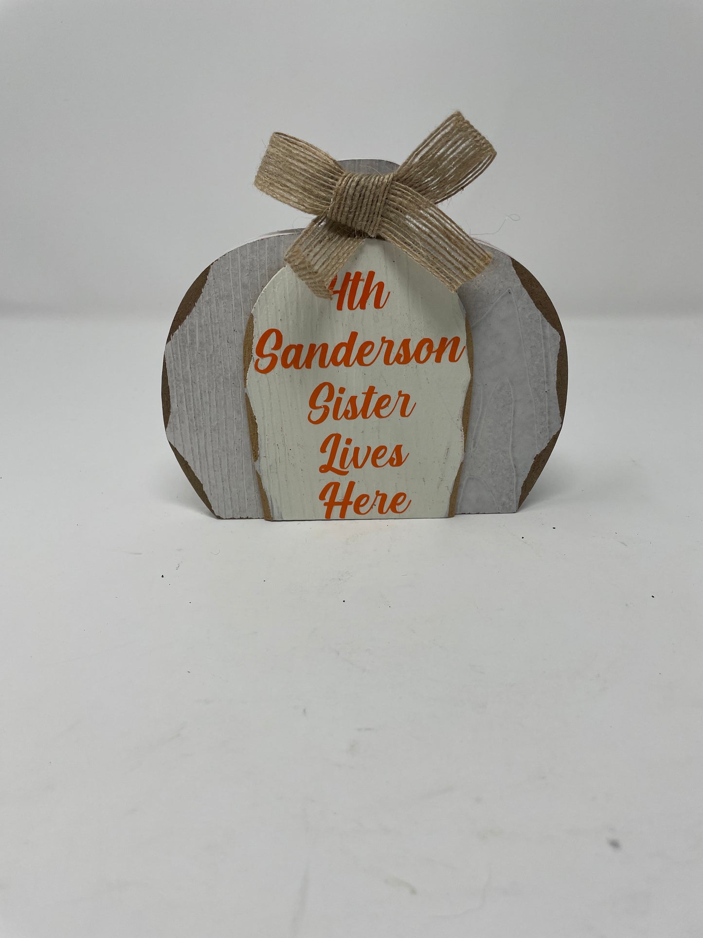4th Sanderson Sister Lives Here Wooden Pumpkin Decor