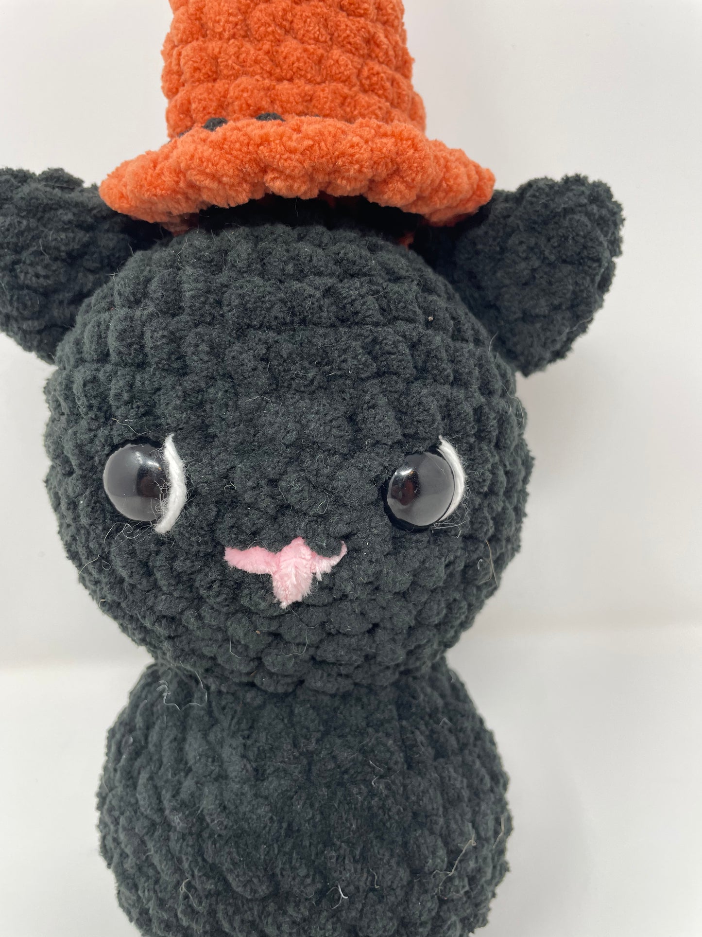 Black Cat with Orange Hat