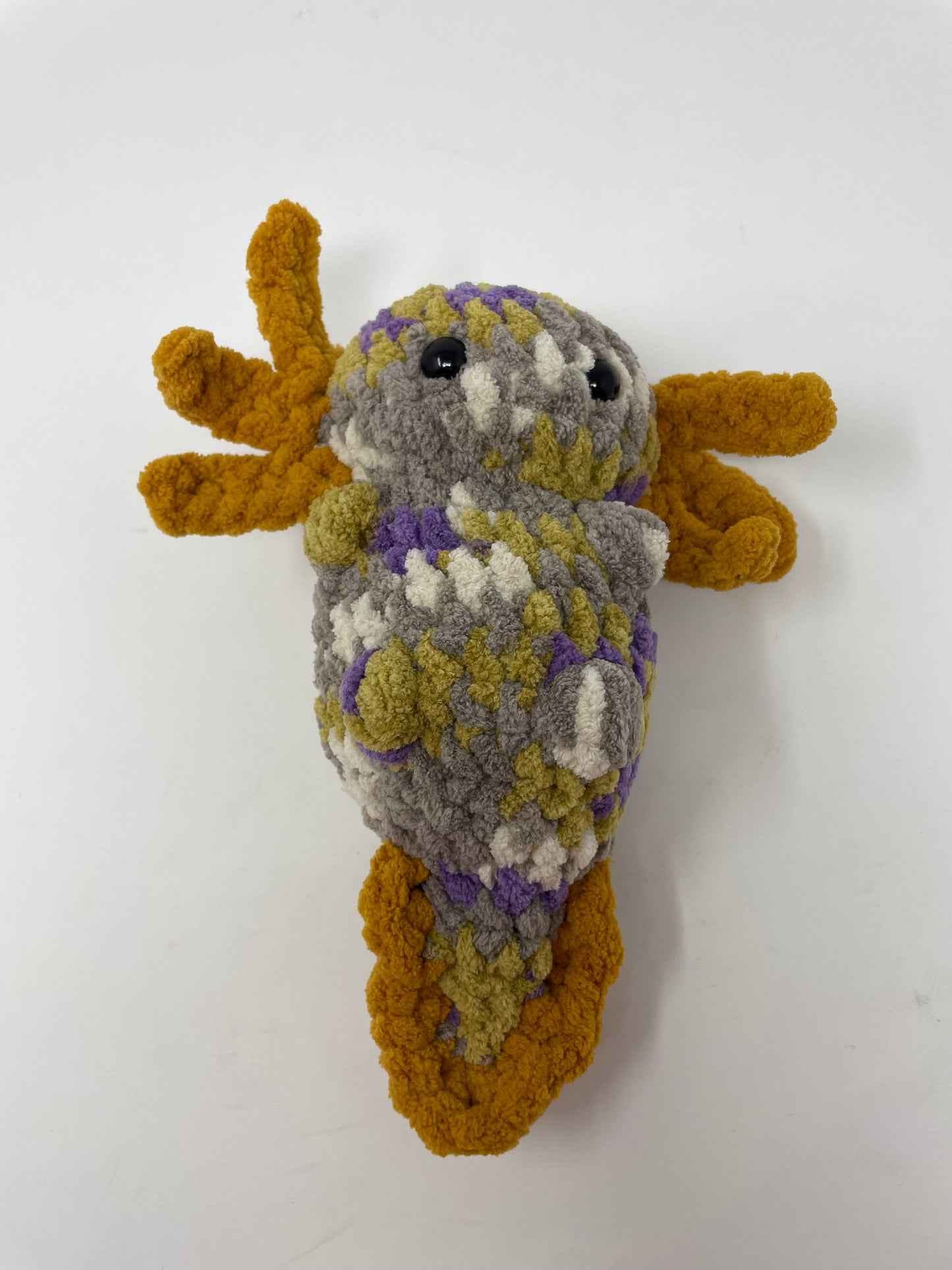 Purple Grey White & Mustard Axolotl