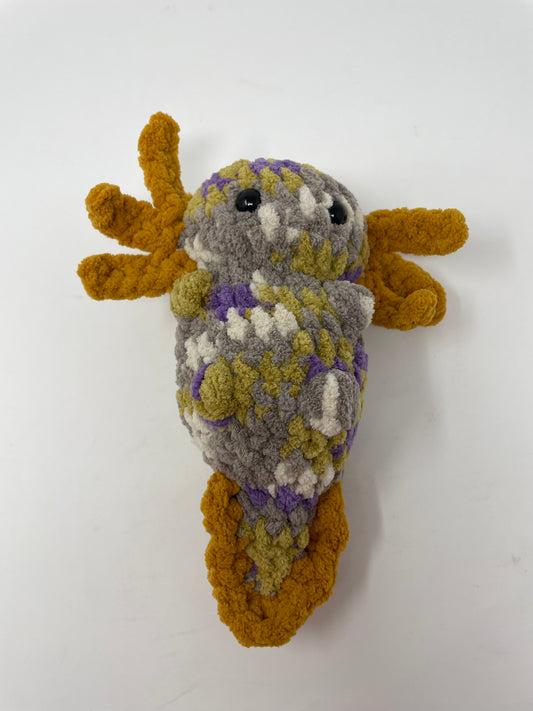 Purple Grey White & Mustard Axolotl