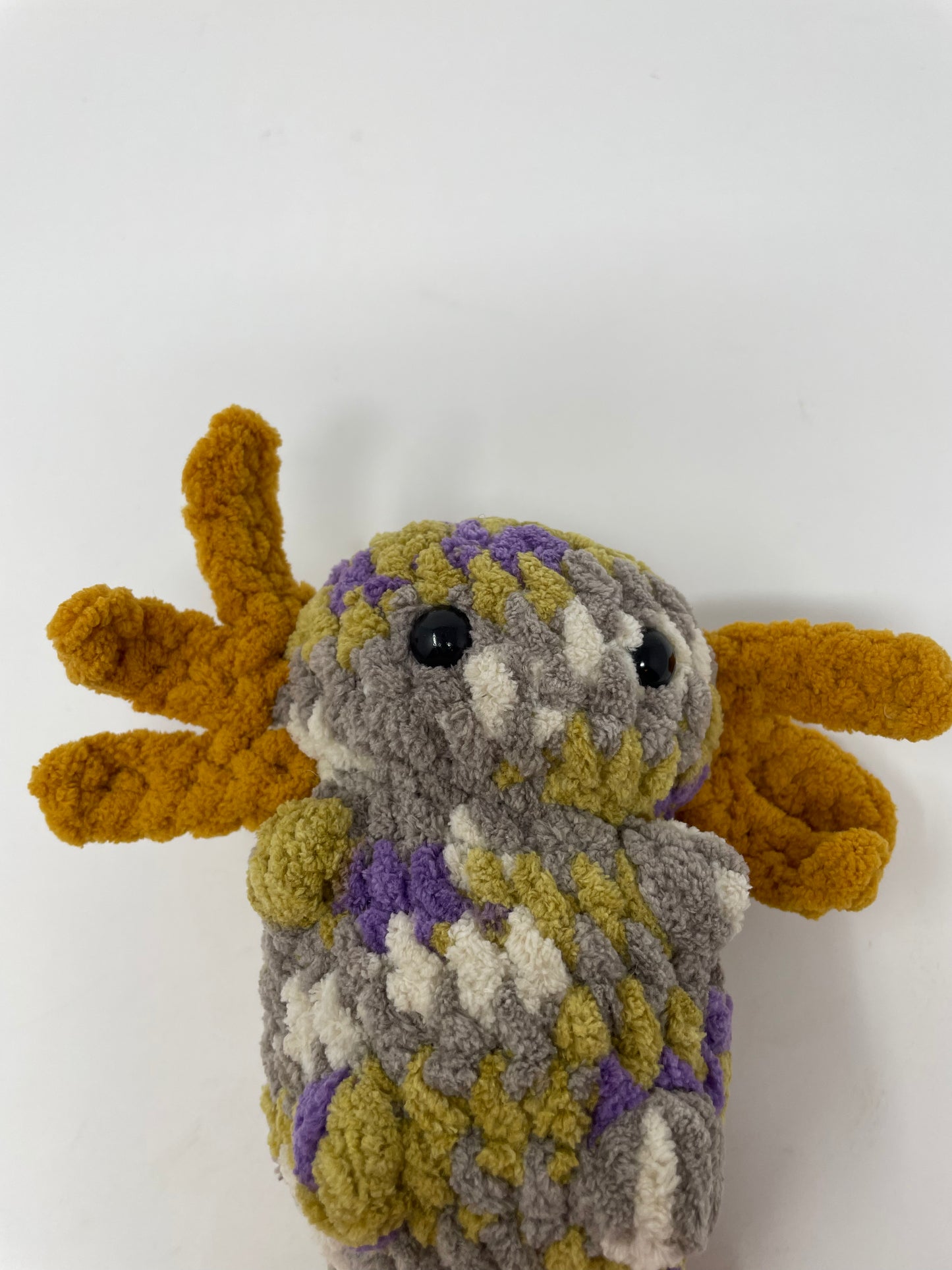 Purple Grey White & Mustard Axolotl