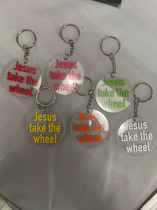 Jesus Take The Wheel Keychain