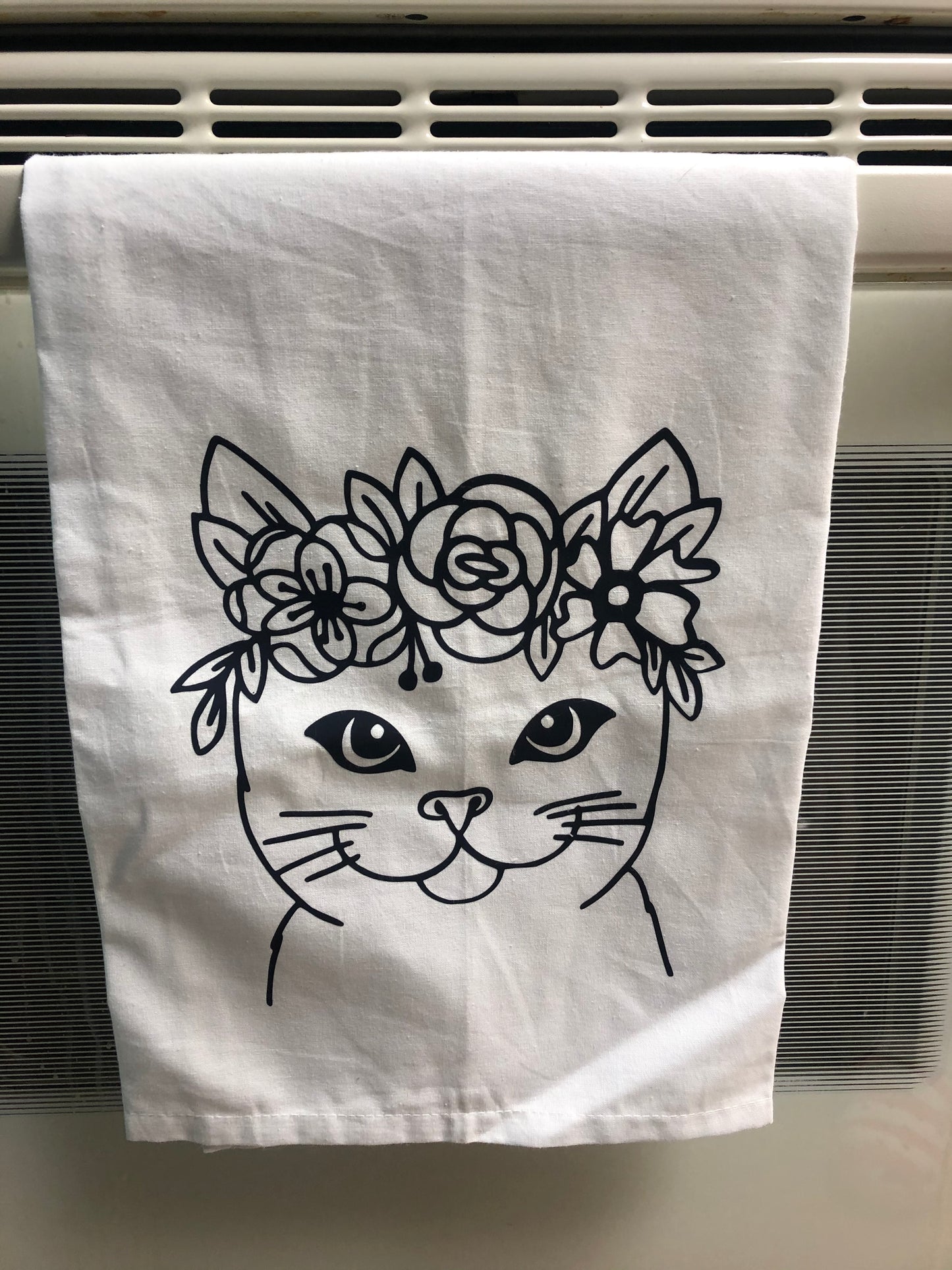 Cat Flower Crown Towel