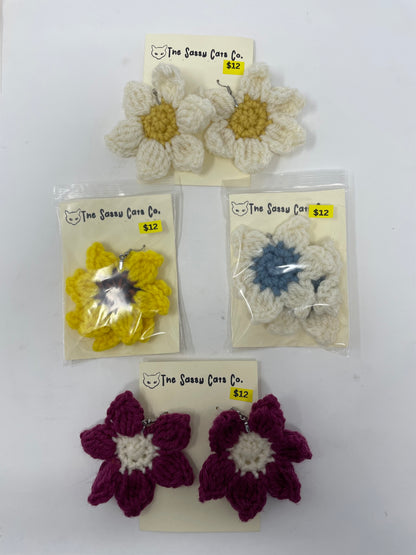 Crochet Large Flower Earrings