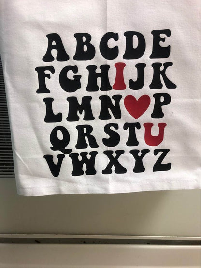 Alphabet I <3 U Towel